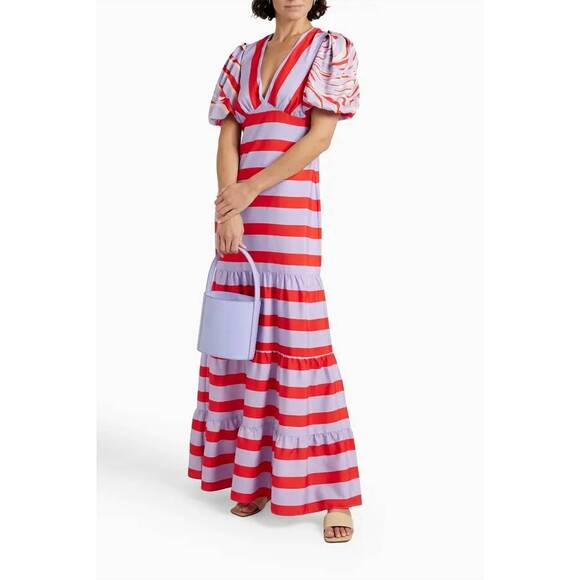 NEW ONE33 SOCIAL cabana stripe maxi`dress in lilac - Picture 2 of 4